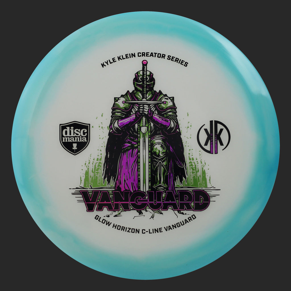 Baltos ir žalsvos spalvos Discmania Glow Horizon C-Line Vanguard diskas